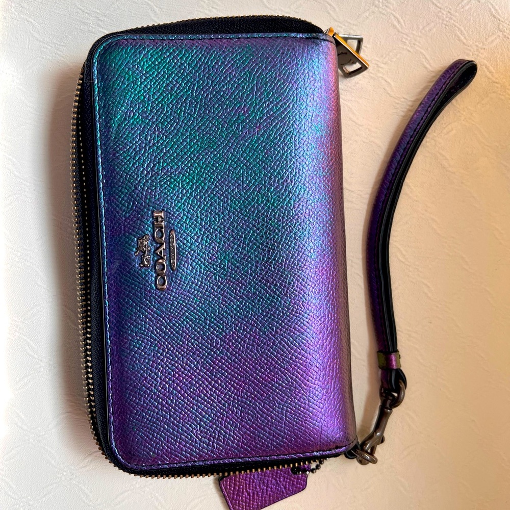 COACH iridescent wallet wristlet